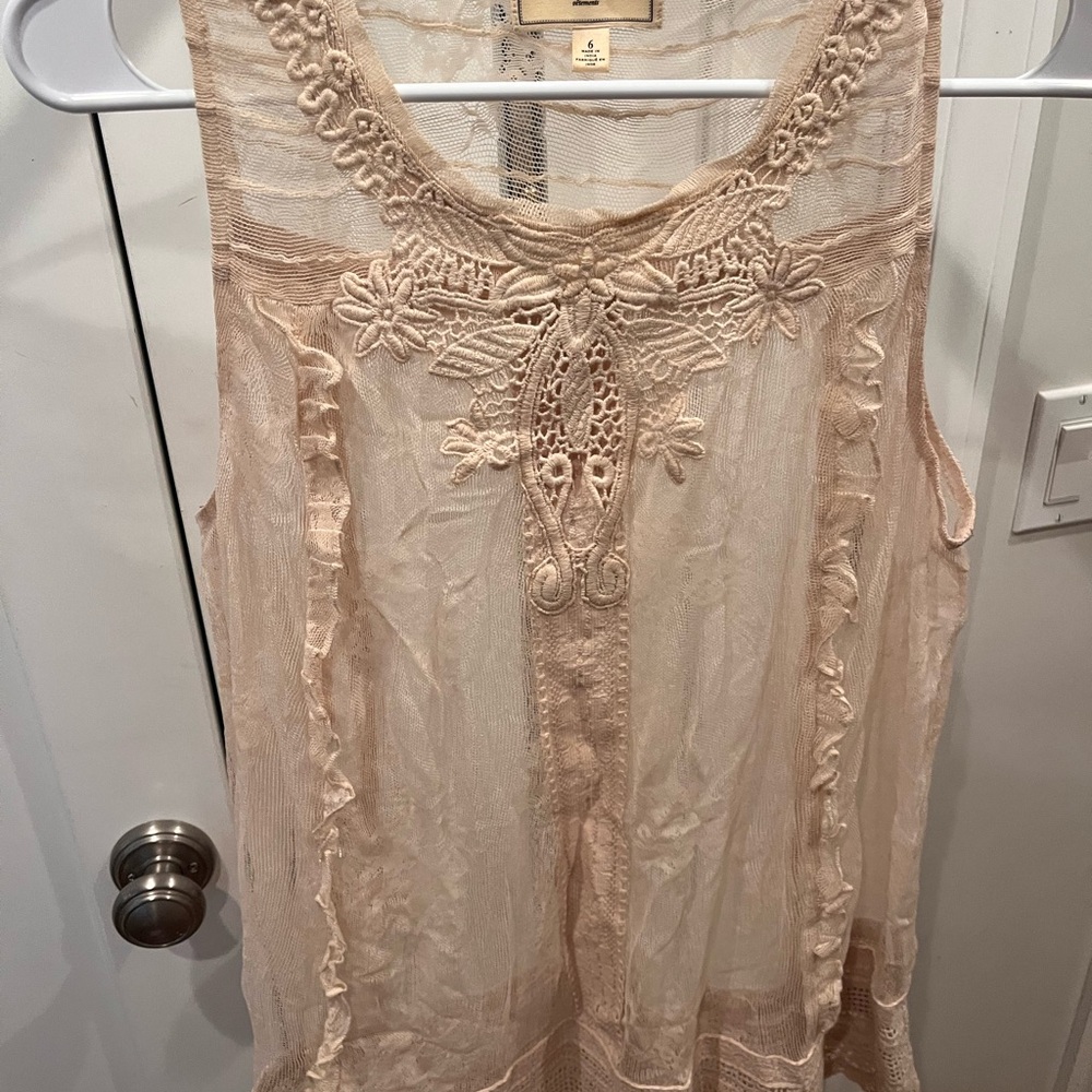 Anthropologie Moulinette Soeurs Lace Sleeveless Top - Cream